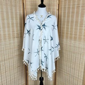Starfish Beach Coverup Boutique Tasseled Poncho